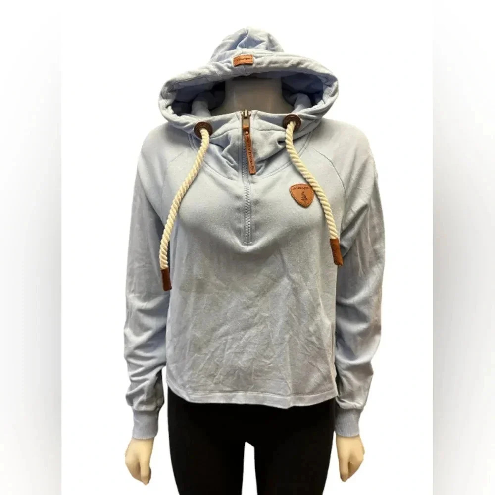 Wanakome Hoodie Blue Pewter Pull Over Quarter Zip Size Small.